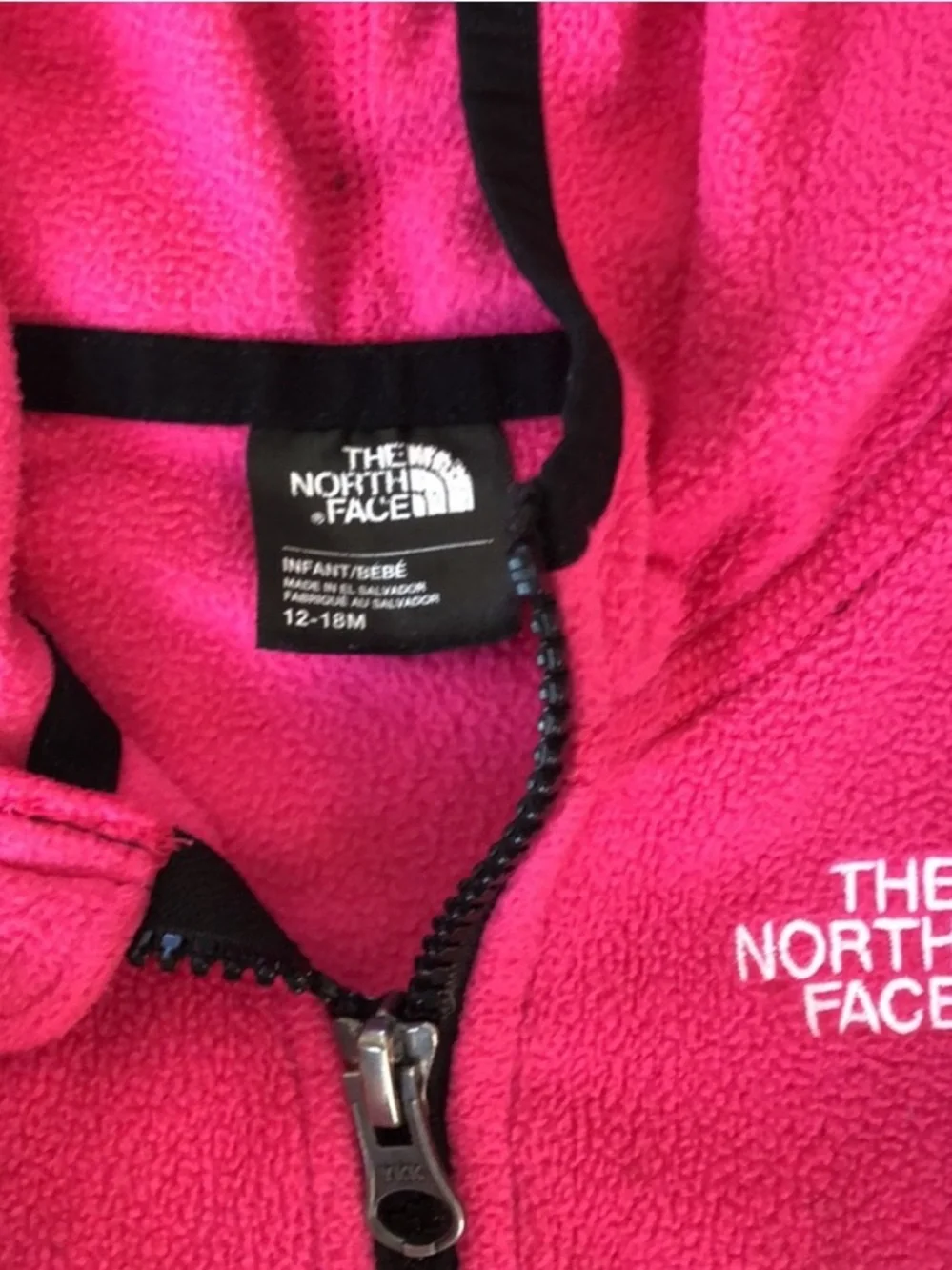 The North Face Kids Pink and Black Hooded Fleece Zip Jacket